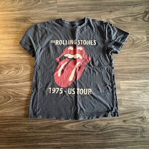 The Rolling Stones Womens Graphic Tee - Gray Distressed Medium 100% Cotton